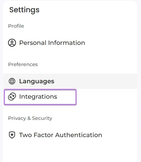 integration tab