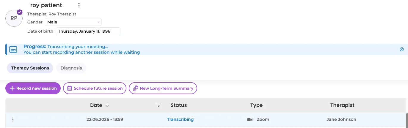 Transcribing your meeting status